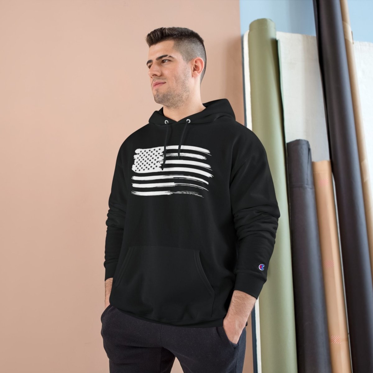 Patriotic Champion Hoodie | USA Flag Sweatshirt, Casual Style, Gift for Veterans, Independence Day, Comfortable Wear - TR3ND COLLECTIVE