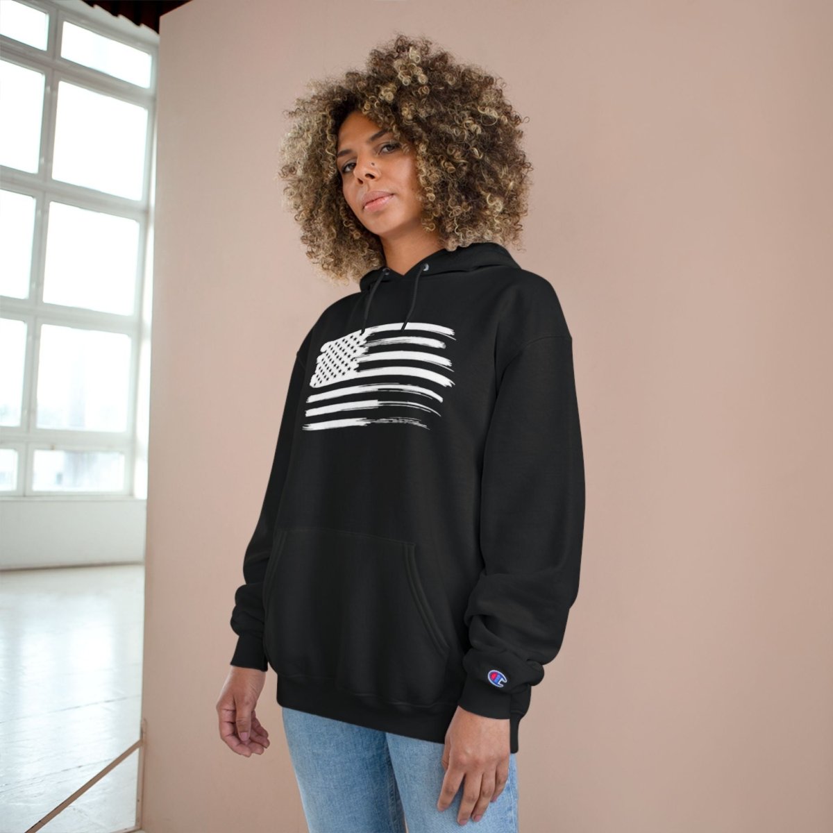 Patriotic Champion Hoodie | USA Flag Sweatshirt, Casual Style, Gift for Veterans, Independence Day, Comfortable Wear - TR3ND COLLECTIVE